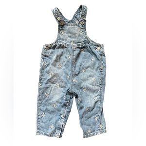 Baby Gap Denim Daisy Embroidered Overalls 12-18 Months